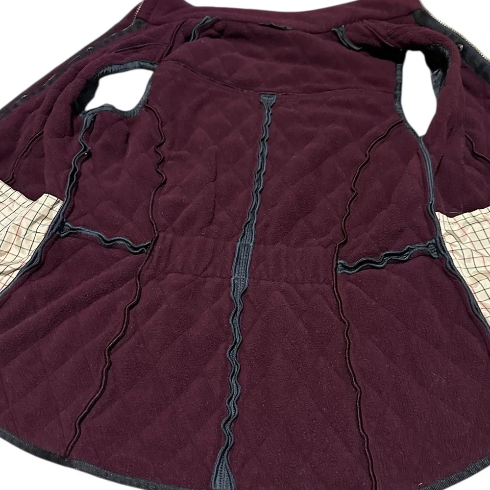 Barbour Women's Quilted Wray Gilet Vest Black Burgundy Fleece Interior Size 10 - Picture 10 of 14